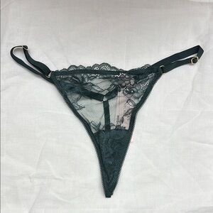 Victoria's Secret Very Sexy Green Rose Lace Adjustable V-String Panty
